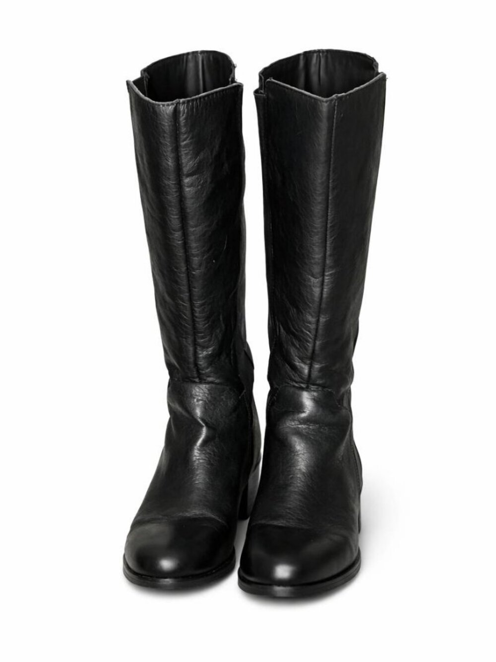 Kenneth Cole Reaction Black Knee High Leather Boots Sz 7.5 Low Heel